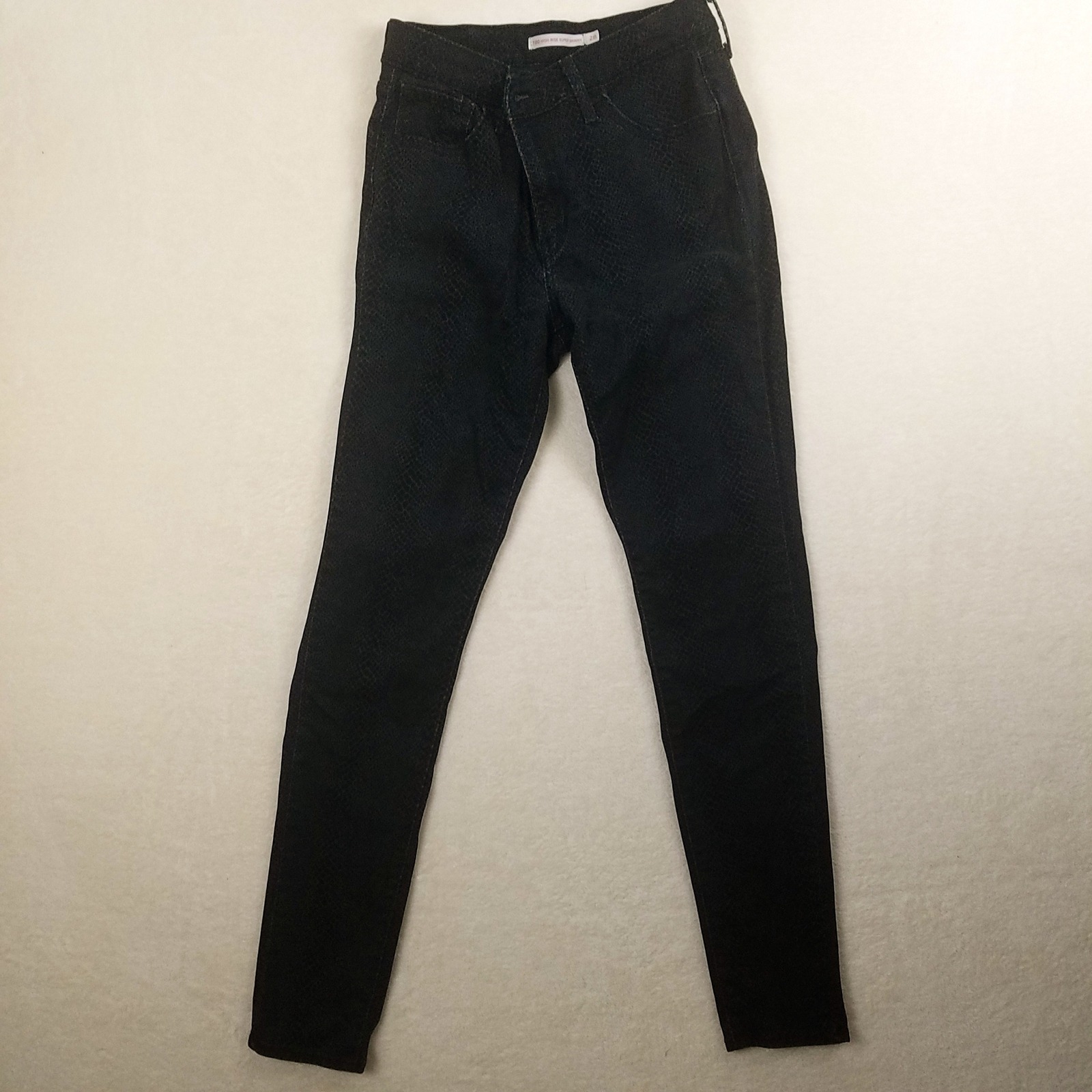 Levi's 720 High Rise Super Skinny Jeans Black Snake Print Size 28 Stretchy Y2k